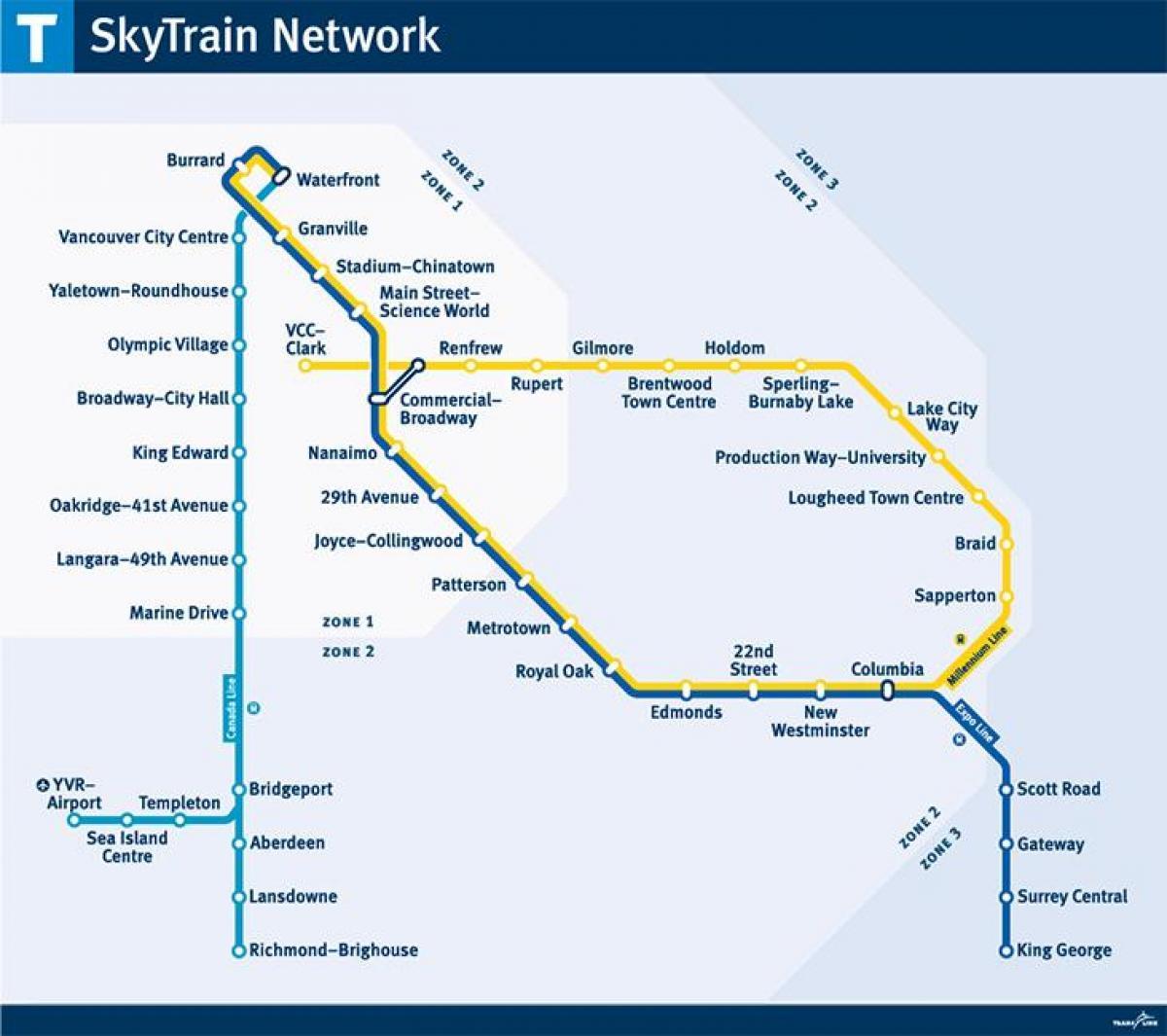 કેનેડા skytrain નકશો