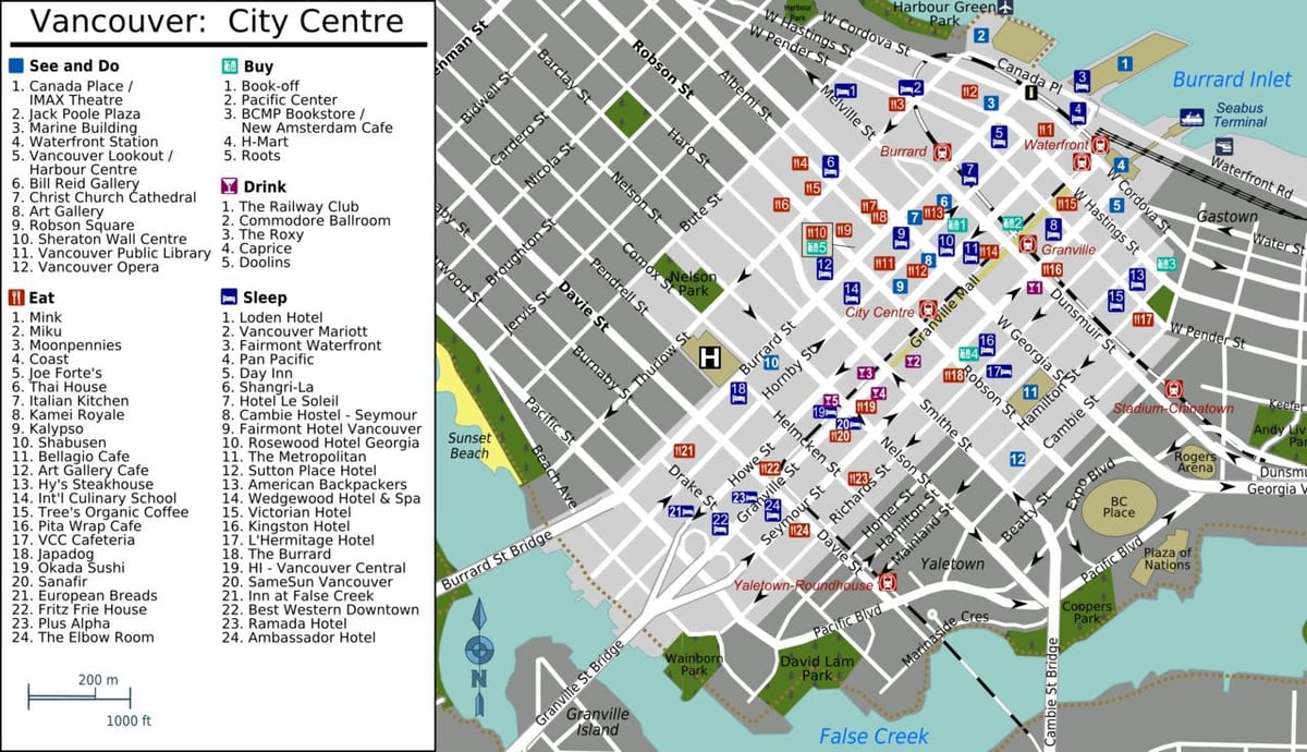 yaletown વાનકુવર નકશો