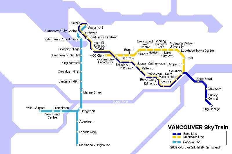 નકશો yvr skytrain