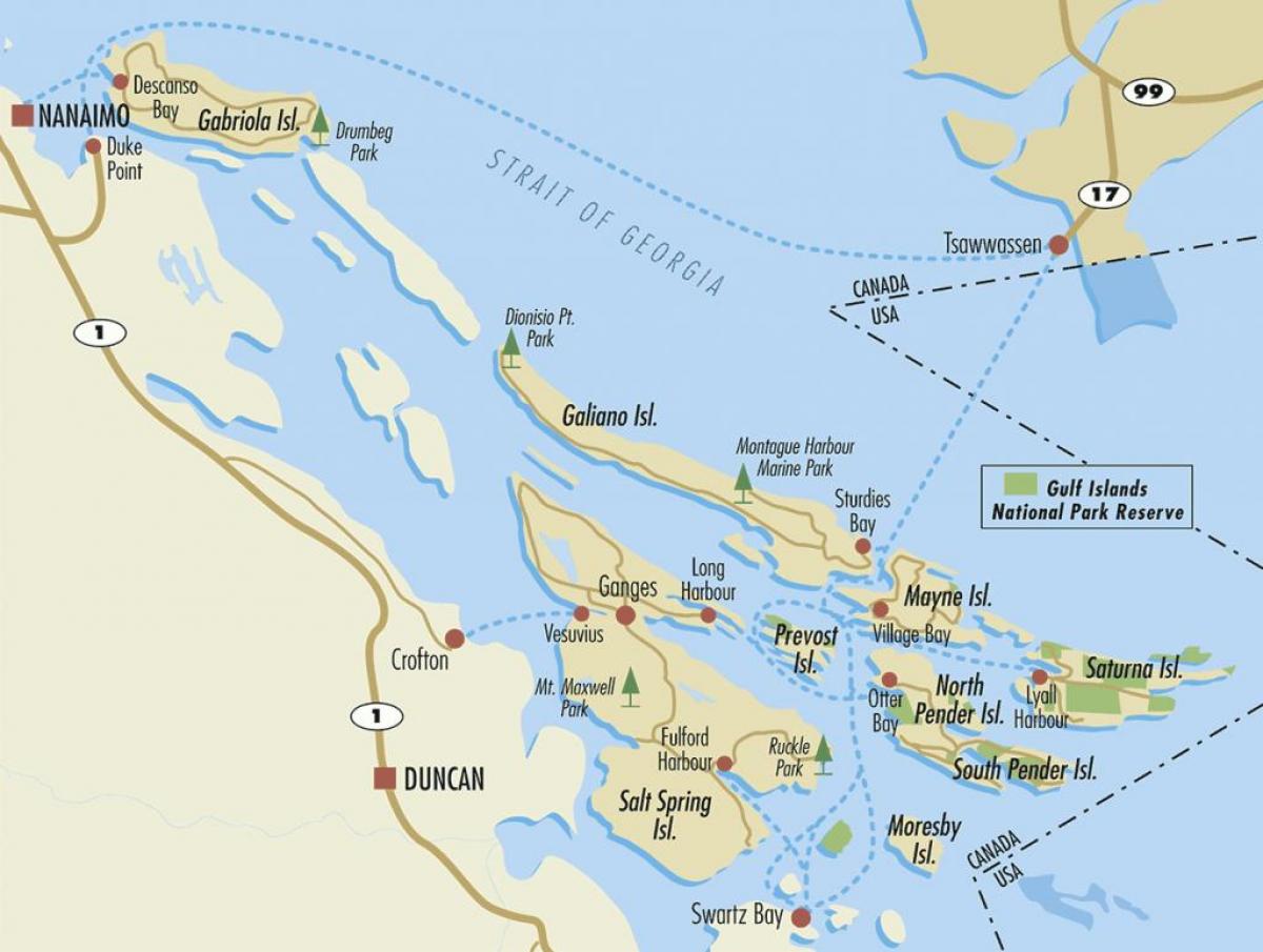 નકશો ગલ્ફ ટાપુઓ ઇ. સ. પૂર્વે કેનેડા