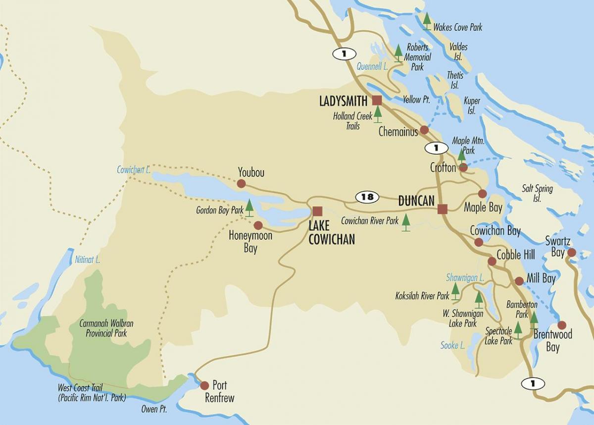 નકશો ડંકન વેનકૂવર ટાપુ 