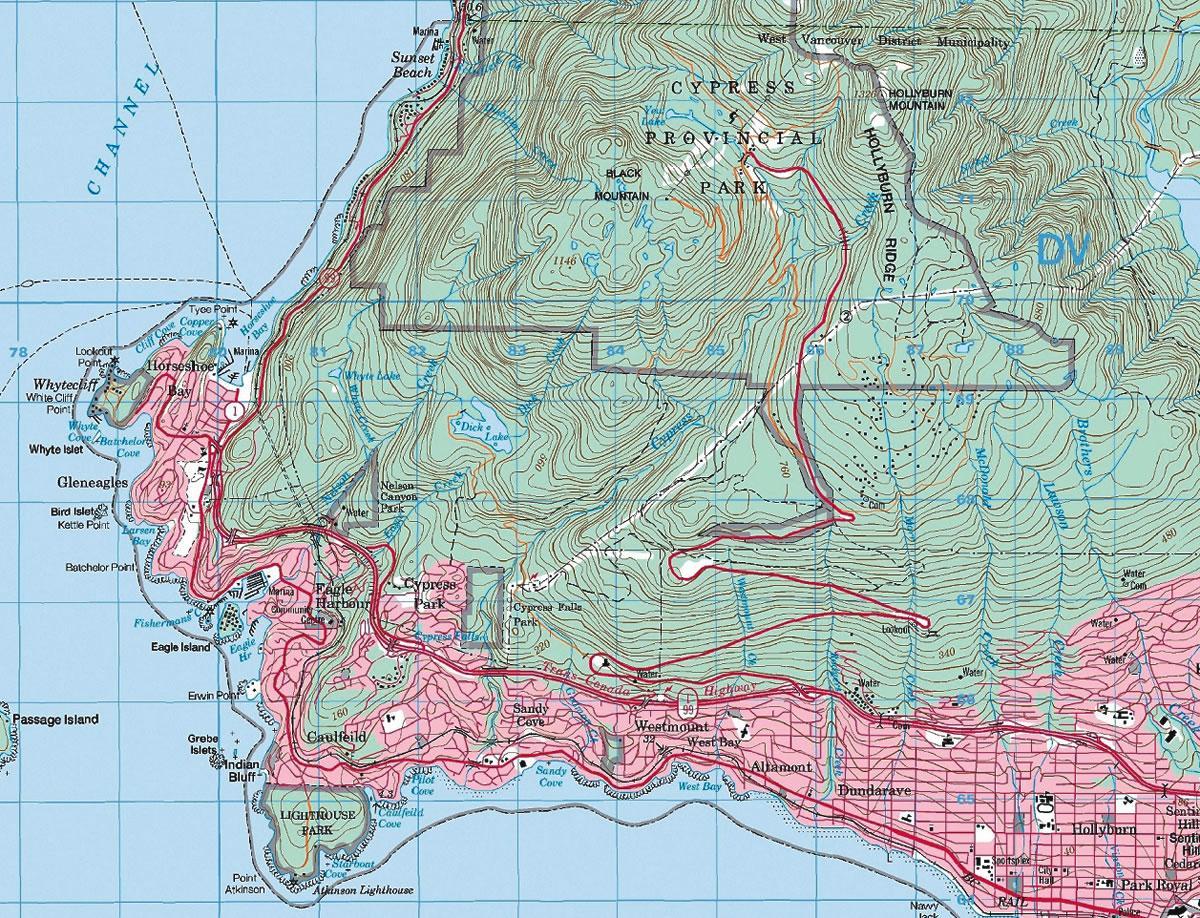 નકશો ભૌગોલિક વાનકુવર