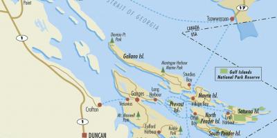 નકશો ગલ્ફ ટાપુઓ ઇ. સ. પૂર્વે કેનેડા